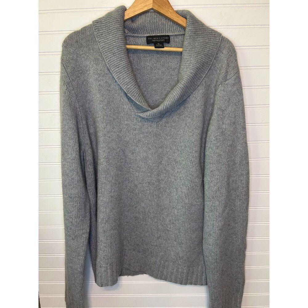 The Mens Store Bloomingdales 100% Cashmere Shawl Collar Sweater Grey XL